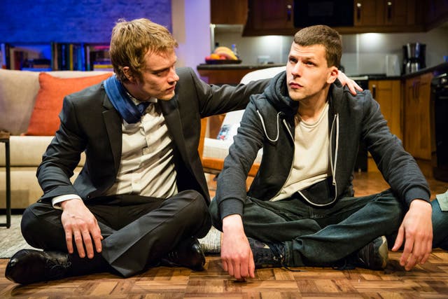 Alfie Allen as Ted and Jesse Eisenberg as Ben in The Spoils