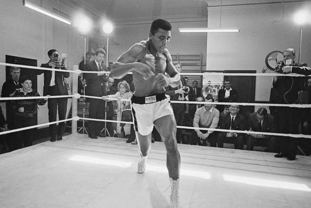 Muhammad Ali preparing for his fight with Brian London in London in 1966