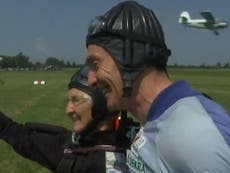 90-year-old pensioner skydives in honour of the Queen’s birthday