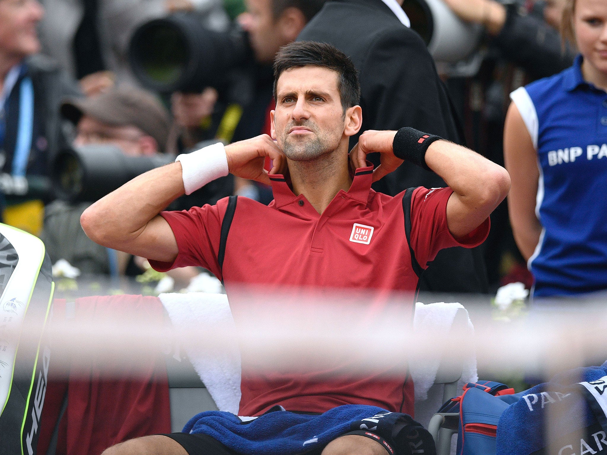 Novak Djokovic during the French Open final