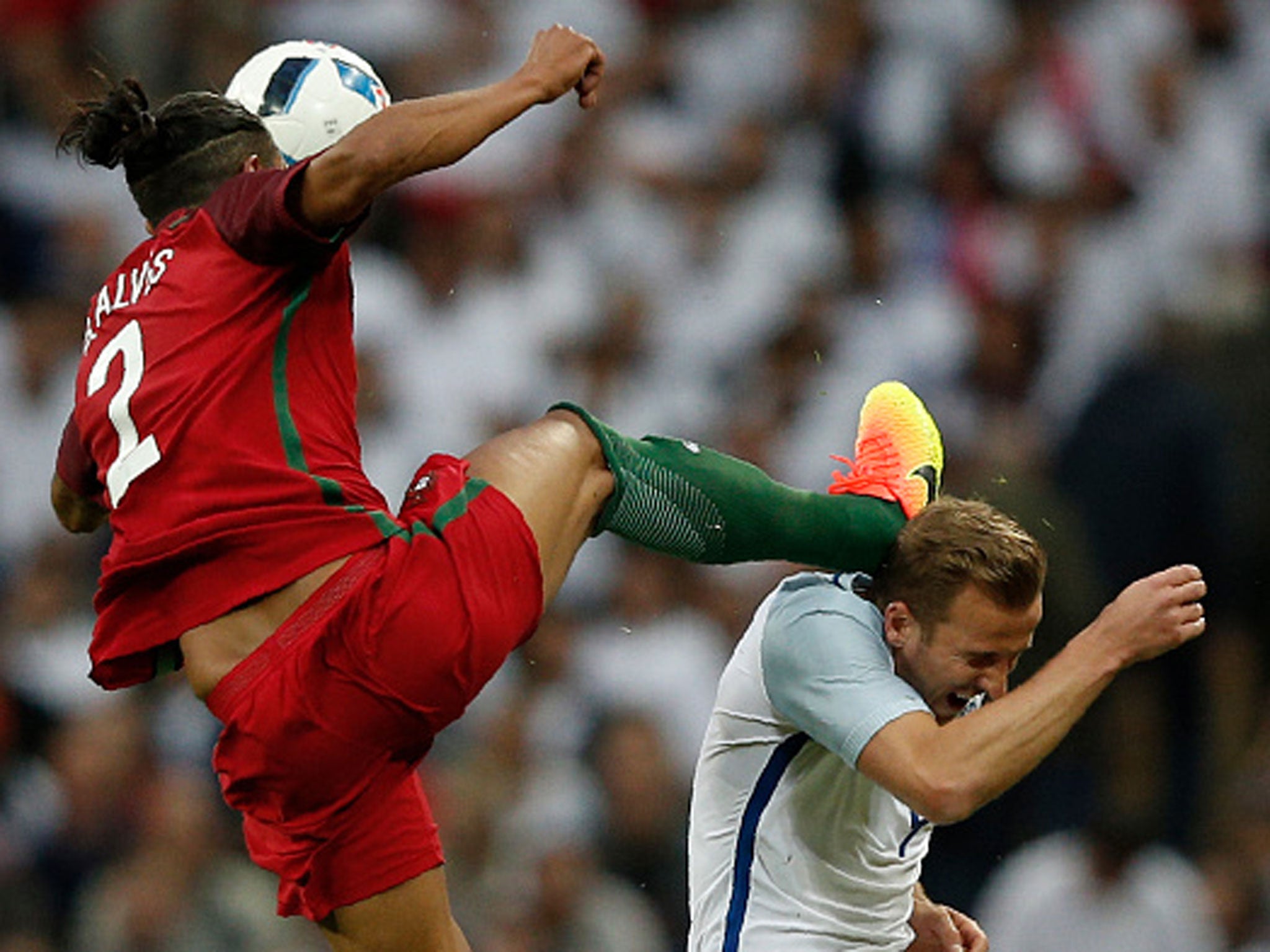 Harry Kane was criticised in some quarters for not making more of a dangerous challenge from Bruno Alves during last week's win over Portugal (Getty)