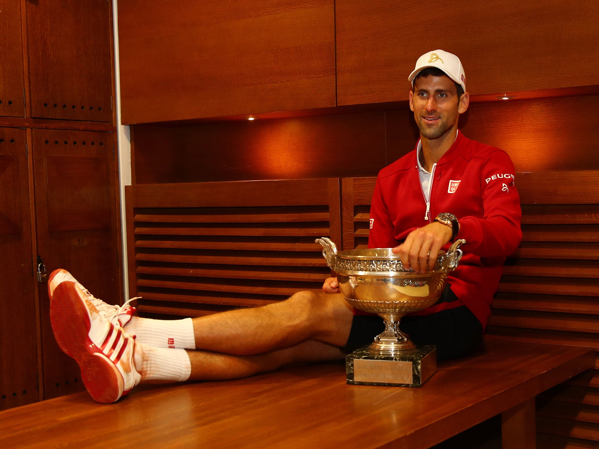 Novak Djokovic with his French Open trophy