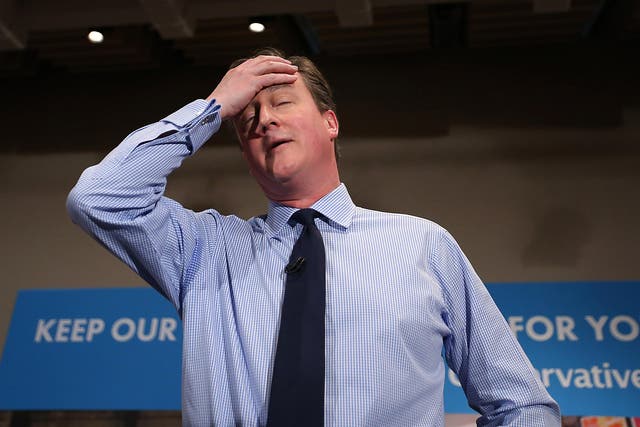 Prime Minister David Cameron wipes his brow