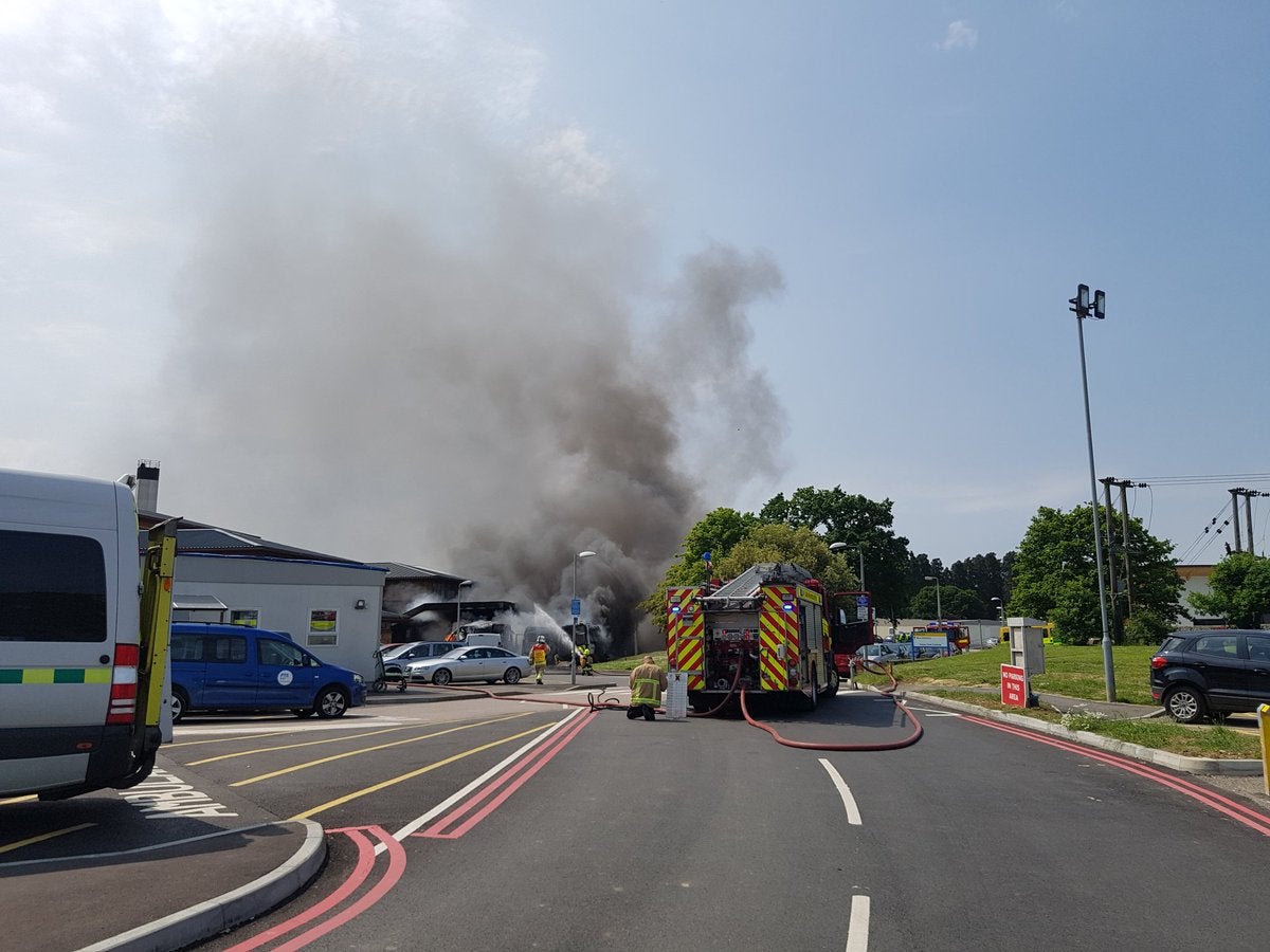 Ambulance units on fire at East Surrey Hospital