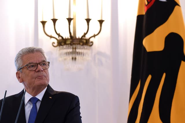 German Federal President Joachim Gauck during his statement at the Bellevue palace in Berlin