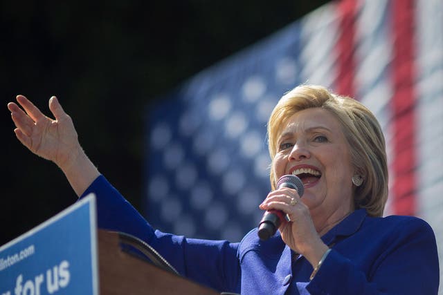 Hillary Clinton campaigned on Monday, which is set to vote on Tuesday with five other states