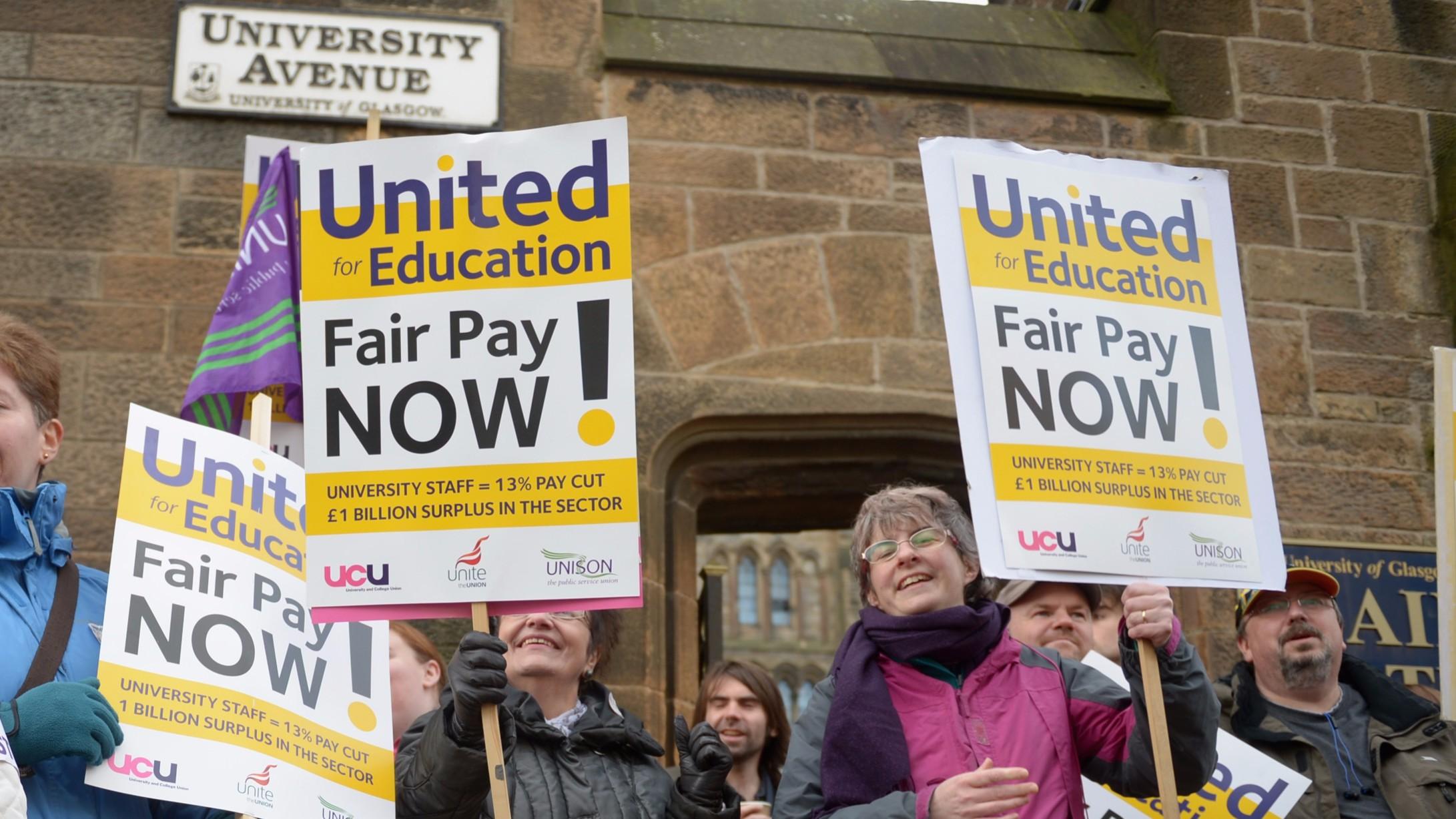 Glasgow University staff take part in a similar strike over pay in 2013 (Jeff J Mitchell/Getty)