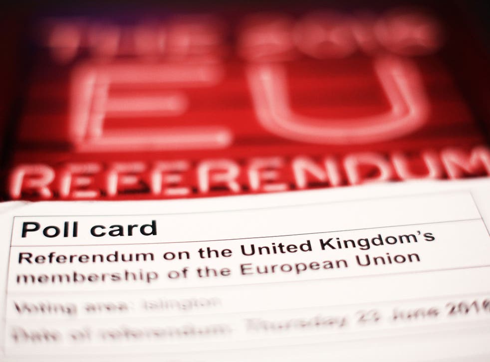 A polling card and voting guide for the 2016 EU referendum