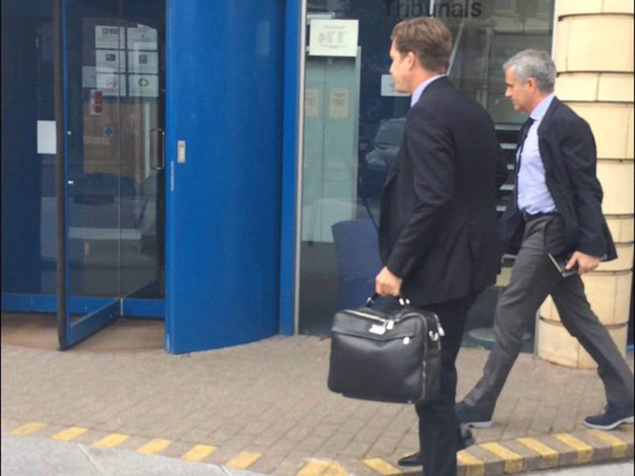 Jose Mourinho and Steve Atkins arrive at the Croydon Employment Tribunal