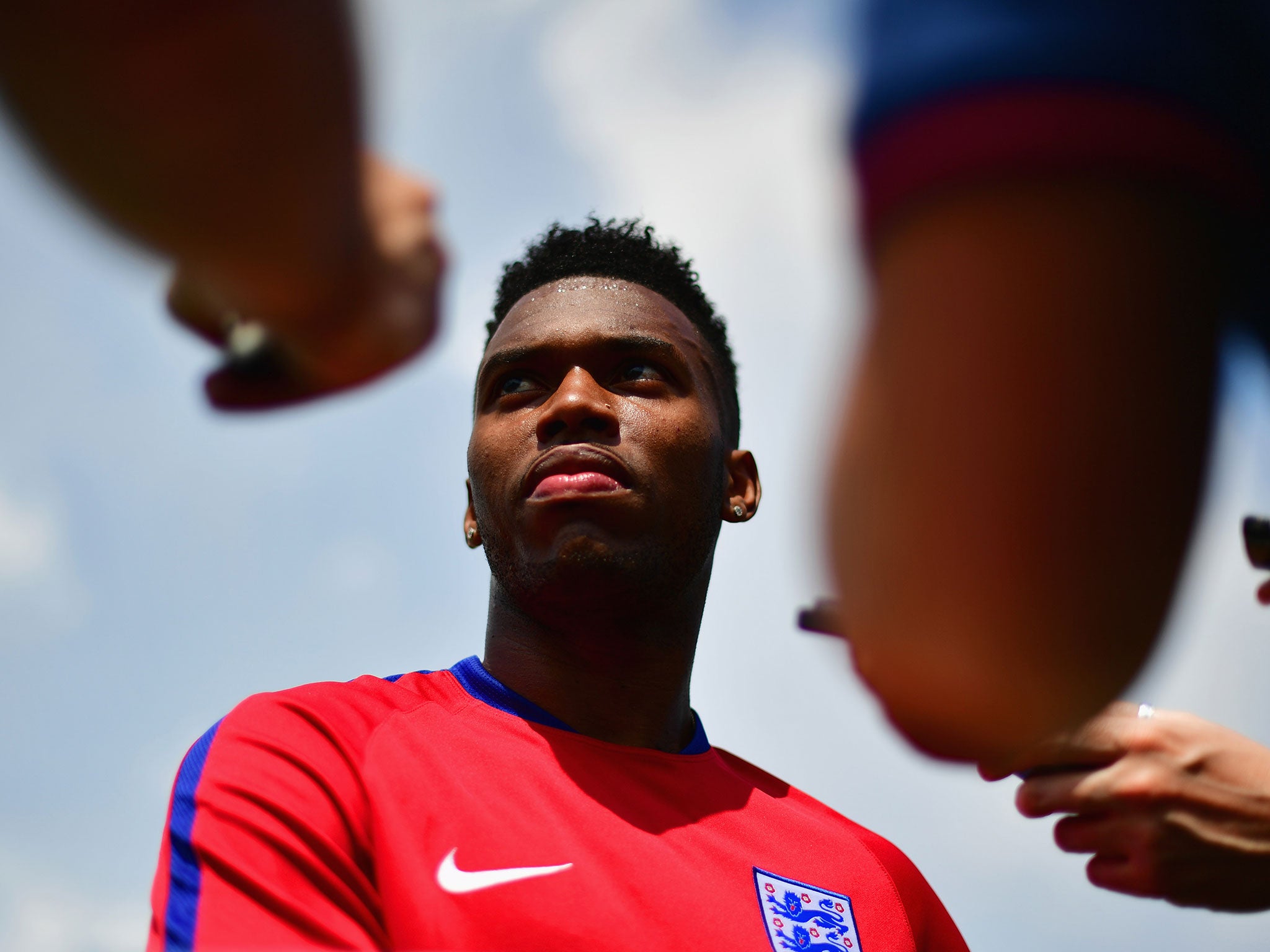 Daniel Sturridge talks to the media in France