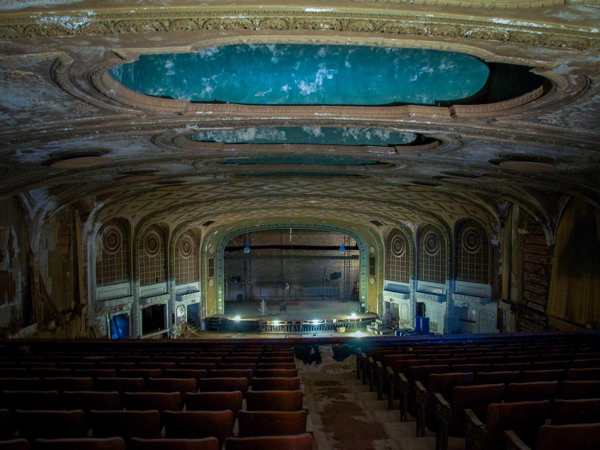 The interior of an abandoned theatre