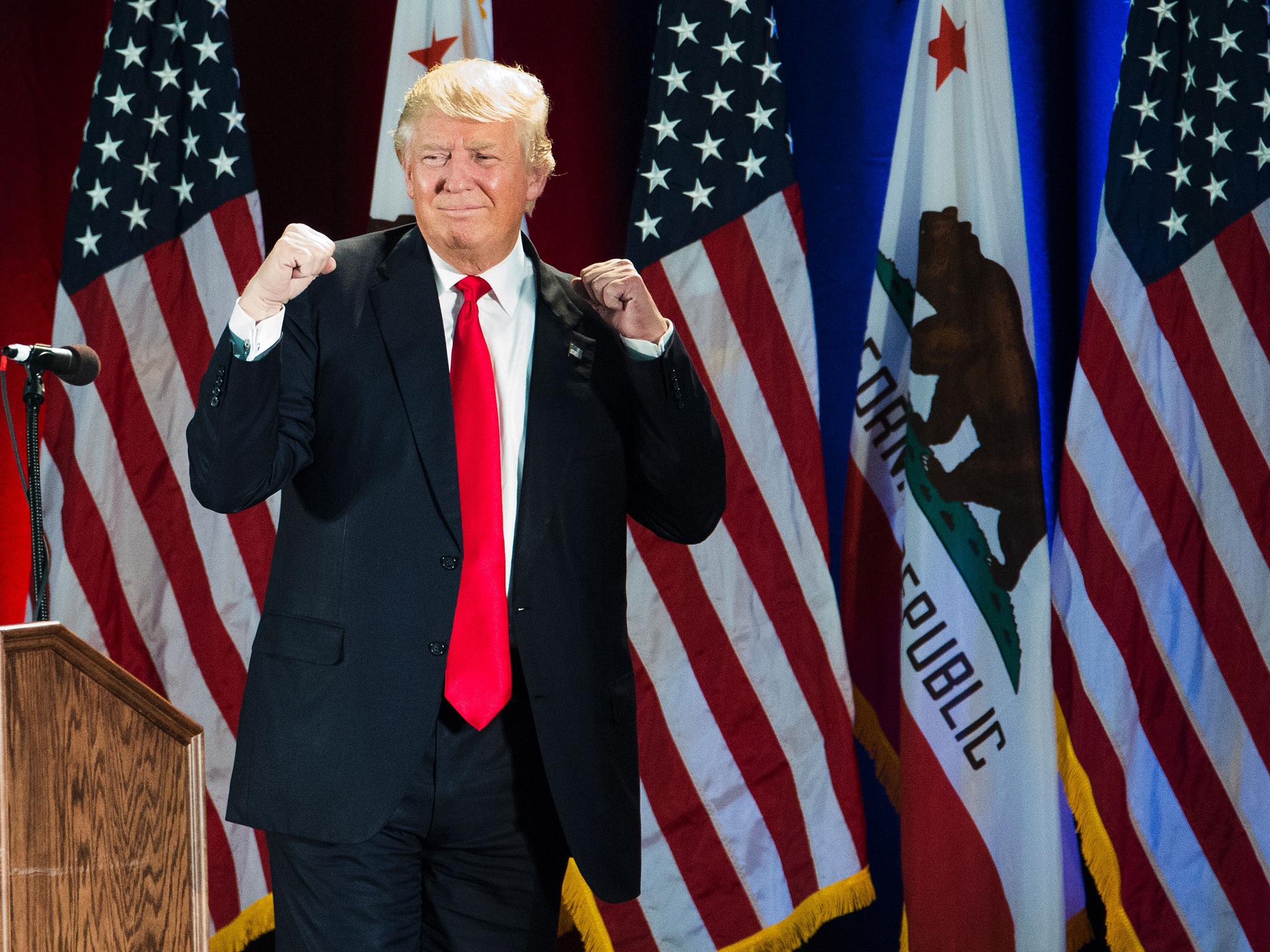 Trump appears at a 2 June campaign event in California Josh Edelson/Getty