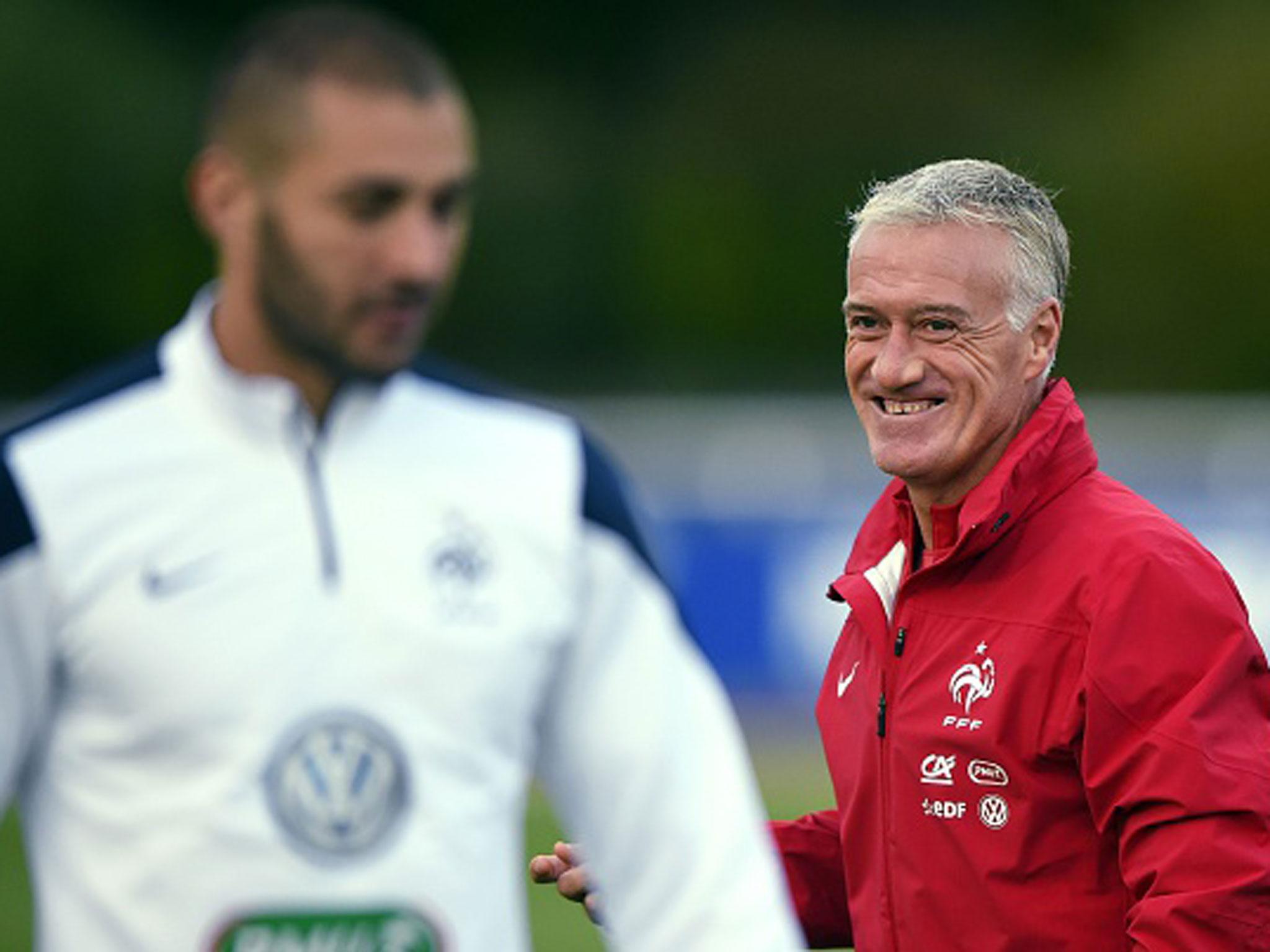 Didier Deschamps (right) left out Real Madrid striker Karim Benzema from his France squad for Euro 2016 (Getty)