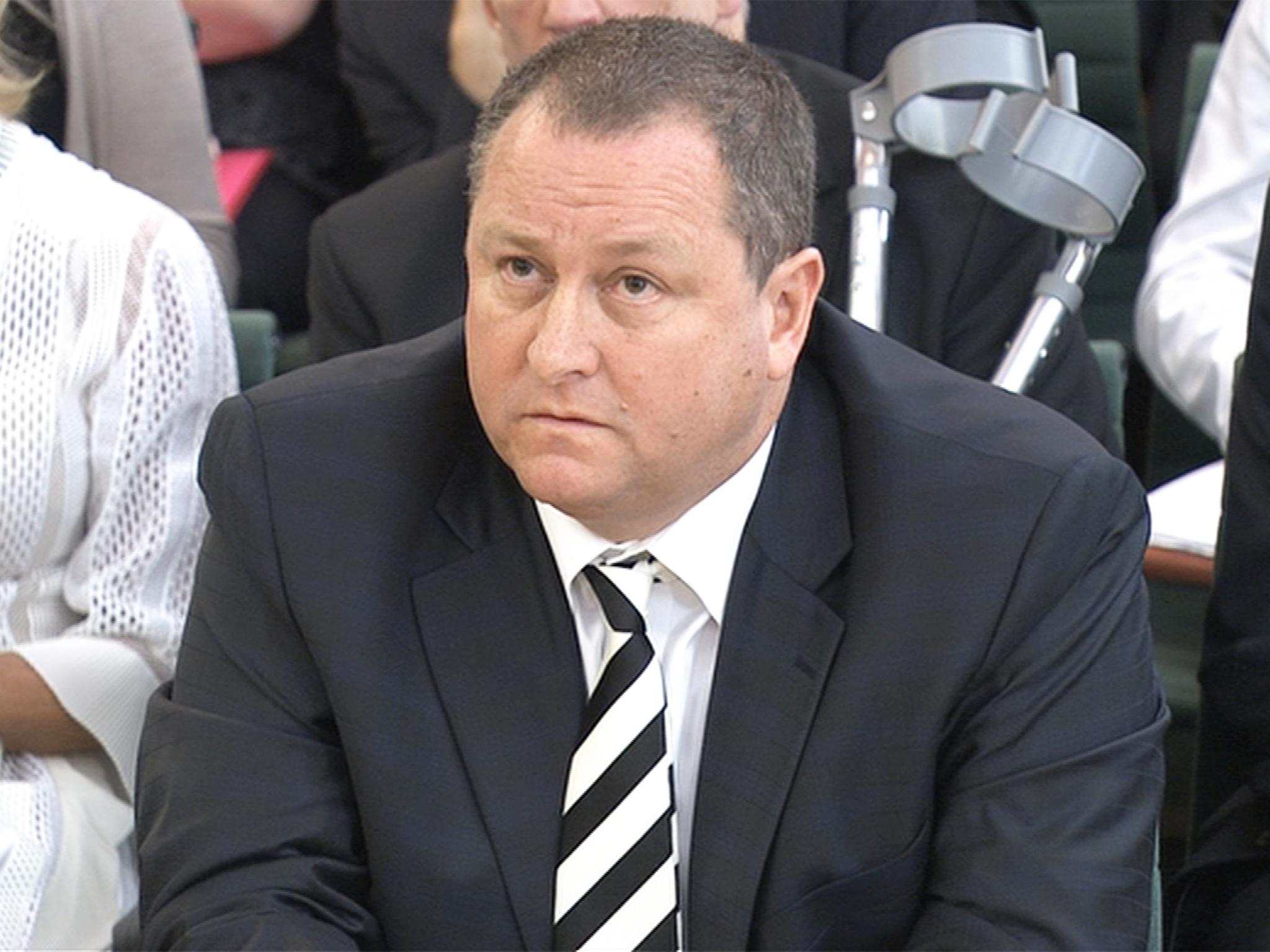 The Sports Direct boss appearing before ministers yesterday