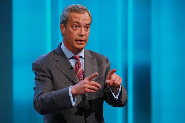 Ukip leader Nigel Farage addresses the studio audience