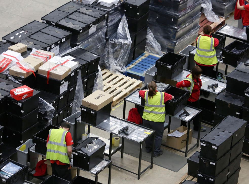 Workers at the Asos distribution warehouse in Barnsley