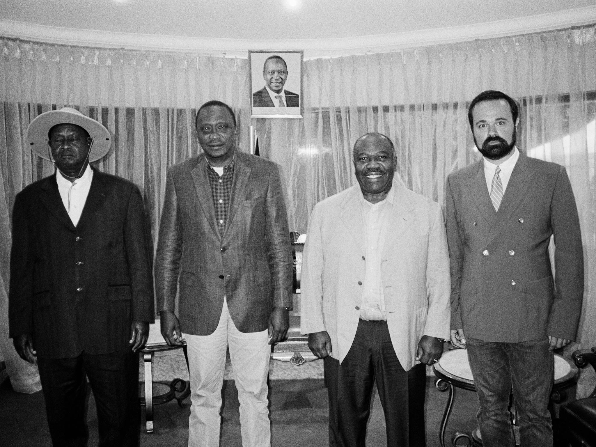 Evgeny Lebedev, the owner of the Evening Standard newspaper and independent.co.uk, is the patron of the Giants Club. Here he is with (from left) President Museveni of Uganda, President Kenyatta of Kenya and President Bongo of Gabon.