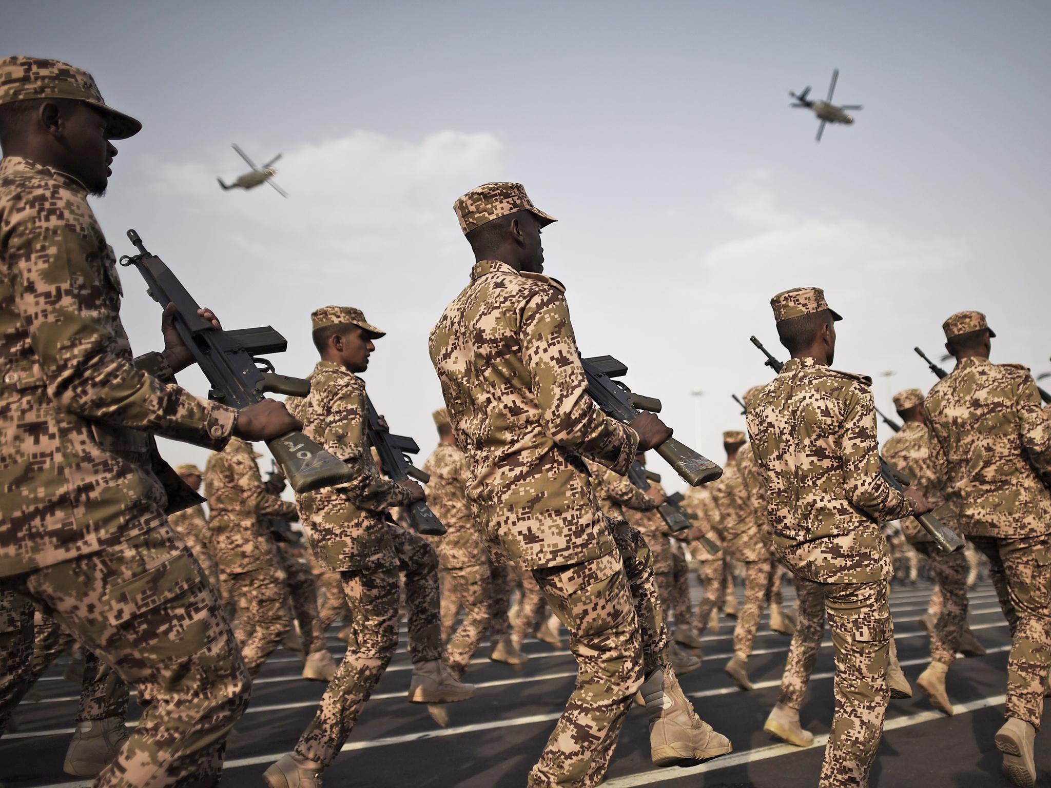 Saudi Arabian security forces on parade