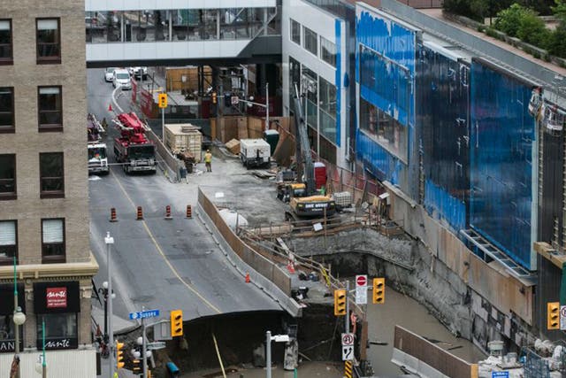 The sinkhole that appeared on Rideau Street in central Ottawa yesterday
