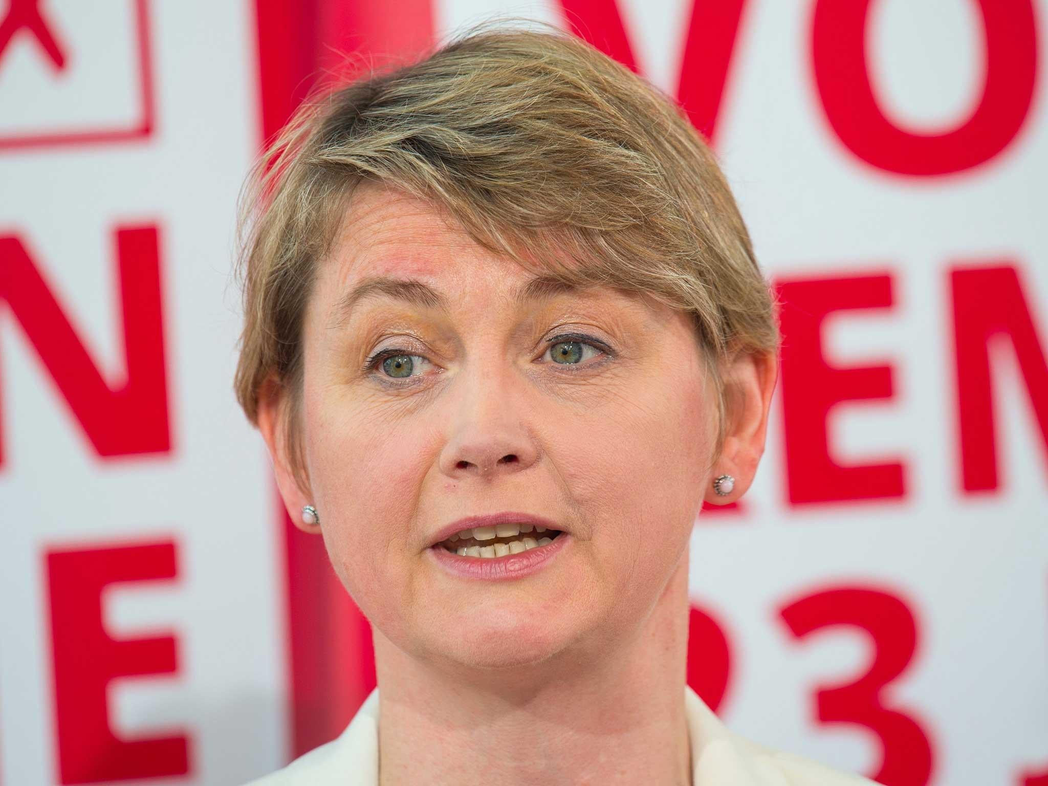 Yvette Cooper speaks during a Labour party Vote Remain event at The Shard in London