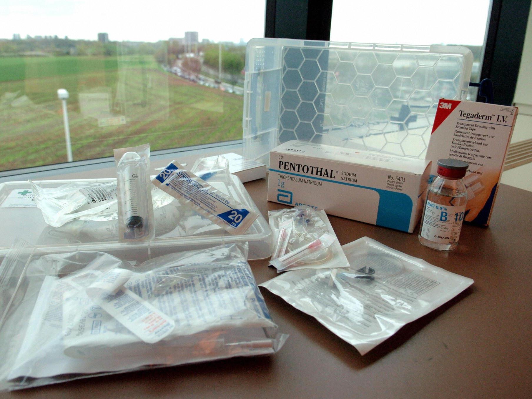 A 'euthanasia kit' available in Belgian pharmacies for doctors to practice euthanasia (file pic)