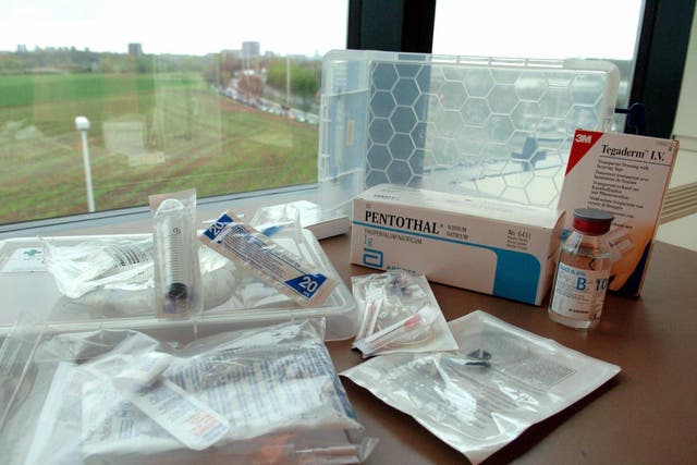 An 'euthanasia kit' available in Belgian pharmacies for doctors to practise euthanasia at patients' homes
