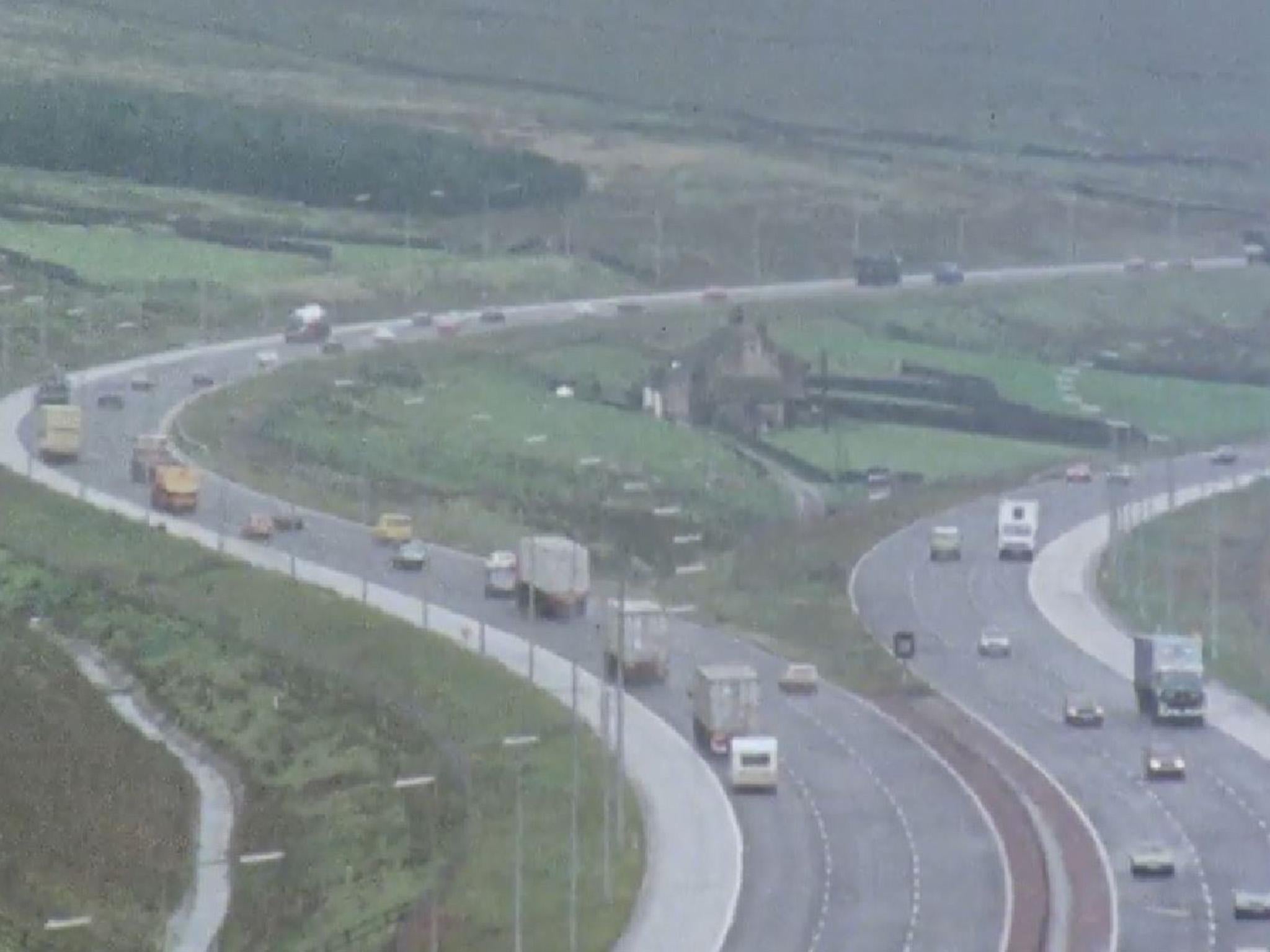 The motorway was built around Stott Hill Farm because of a geological fault underneath