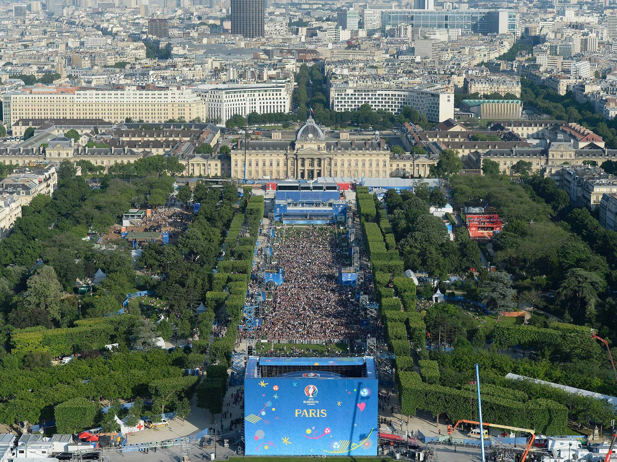 Parisians gather at the fan park in the France capital