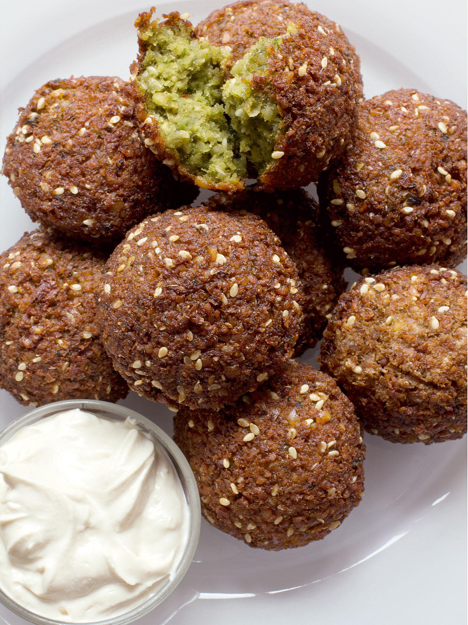 &#13;
Comptoir Libanais falafel are made using chickpeas and broad beans, and are seasoned with parsley and coriander &#13;