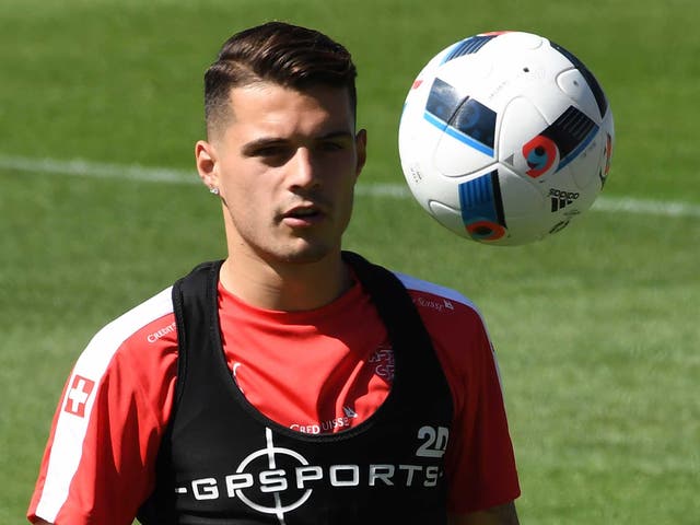 Granit Xhaka in training for Switzerland
