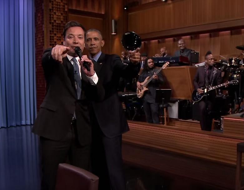 Mr Obama is the 'Baracky with the good hair', joked Jimmy Fallon
