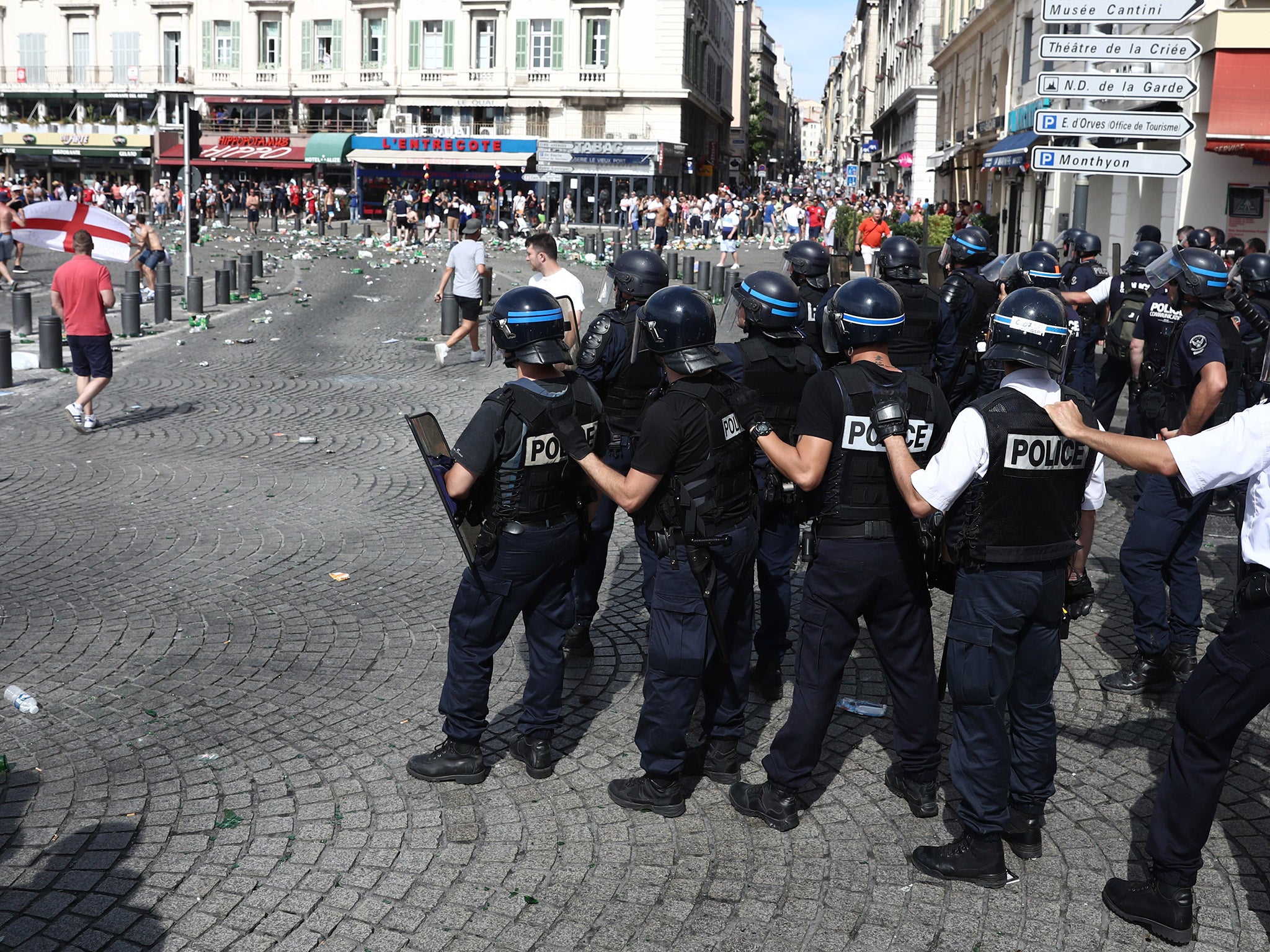 Police have faced three days of violent clashes with fans on the streets of Marseille