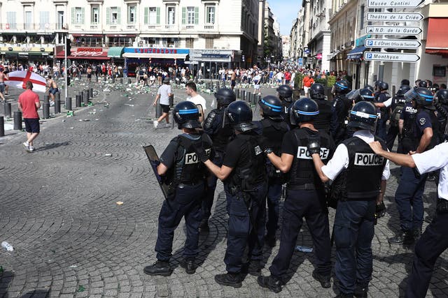 Police faced three days of violent clashes with fans on the streets of Marseille Get