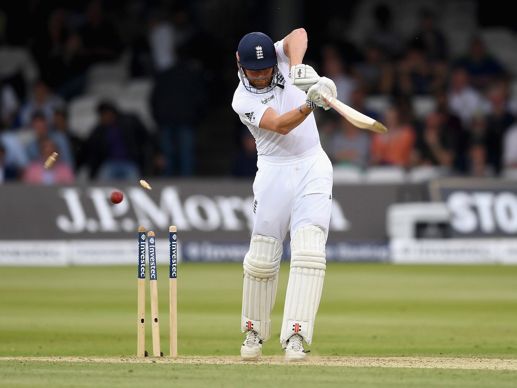 Jonny Bairstow is bowled by Nuwan Pradeep on day three