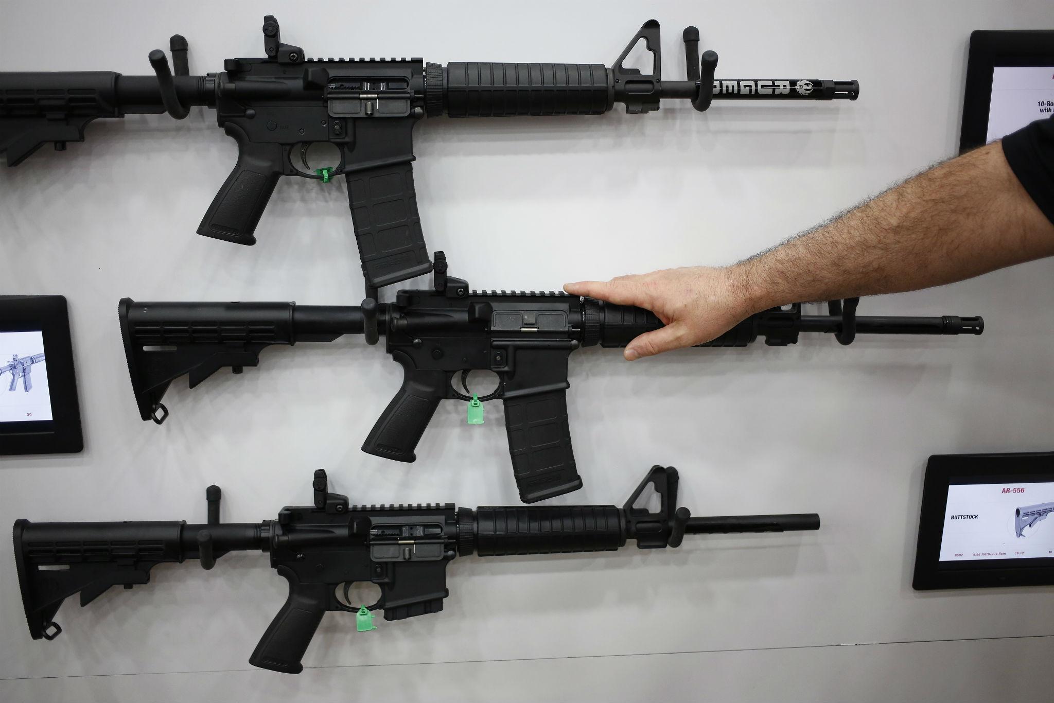 AR-15 style assault rifles, like these, were used by the gunmen in Sandy Hook, Orlando and many other mass shooting incidents