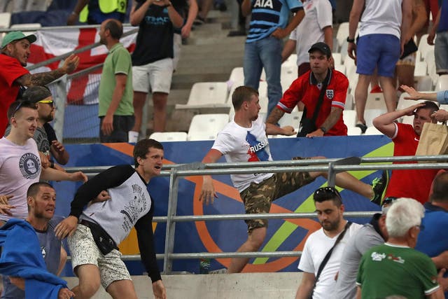 Violence at the England v. Russia match in Marseille