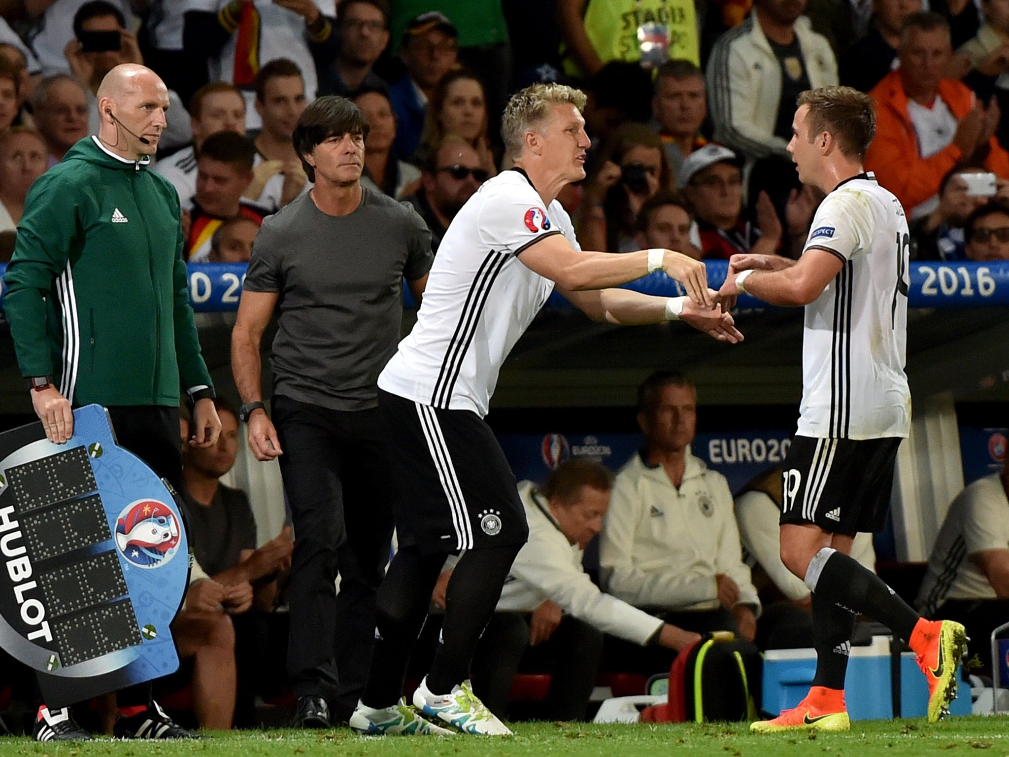 Schweinsteiger scored just minutes after coming on for Mario Gotze