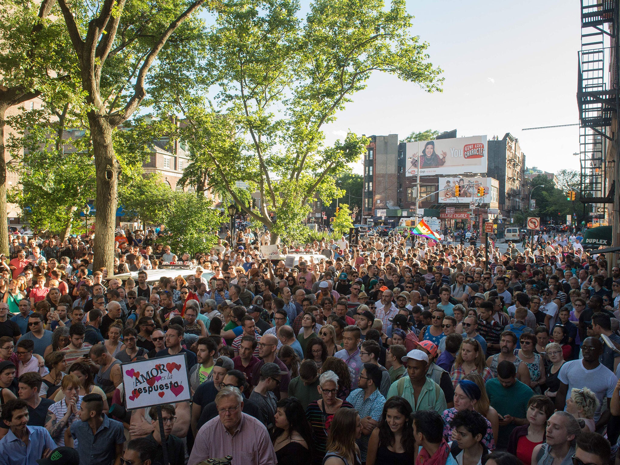 Hundreds attend a vigil in New York City to remember those killed