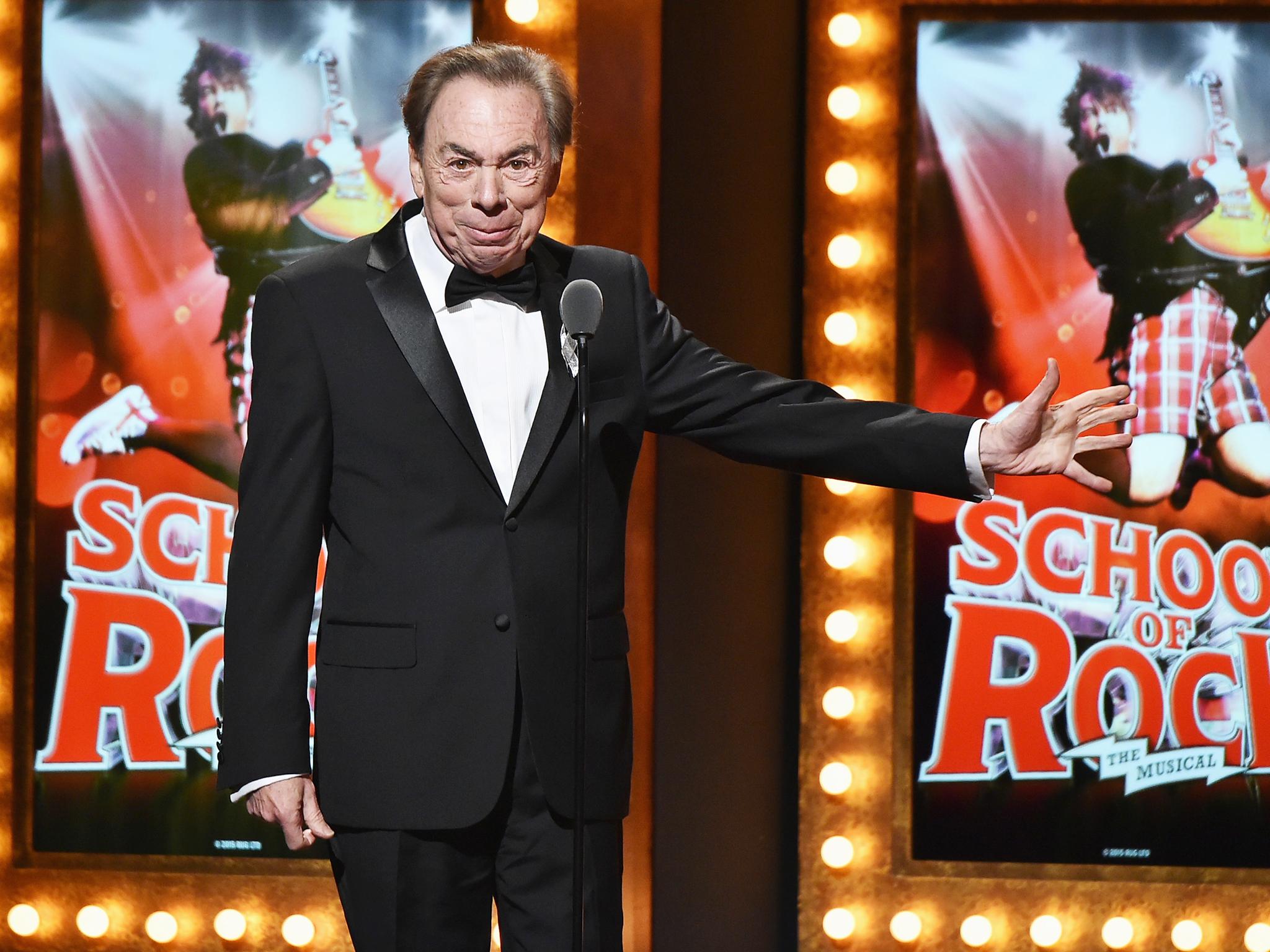 Andrew Lloyd Webber speaks onstage during the 2016 Tony Awards