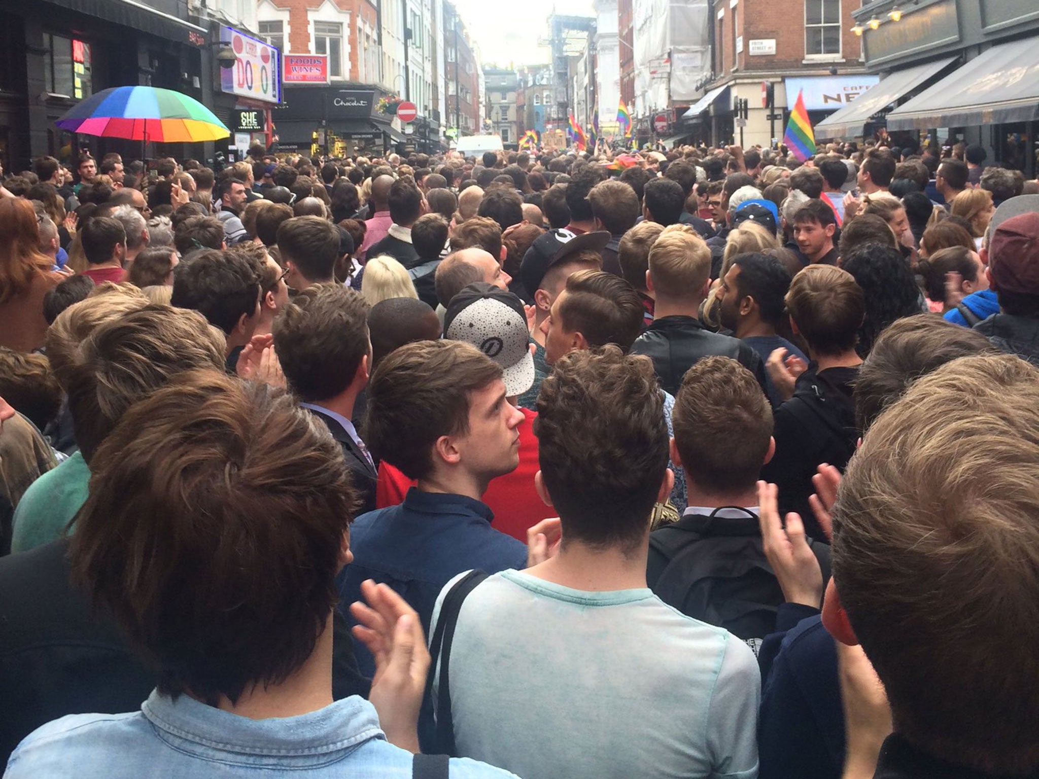 Thousands flocked to London's Old Compton Street to remember the victims of Orlando