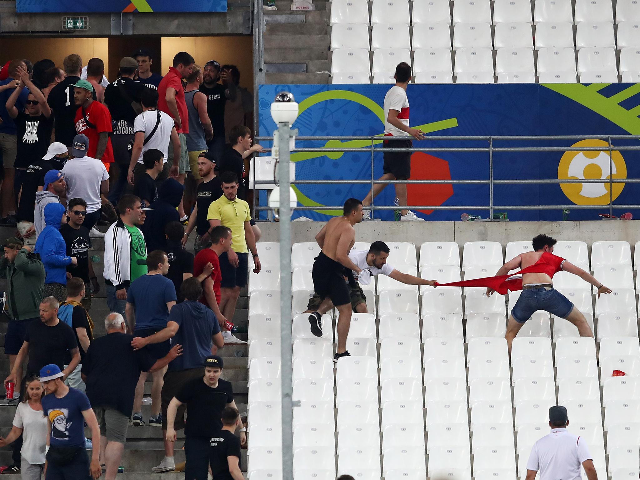 England fans were charged by Russian supporters at the Stade Vélodrome