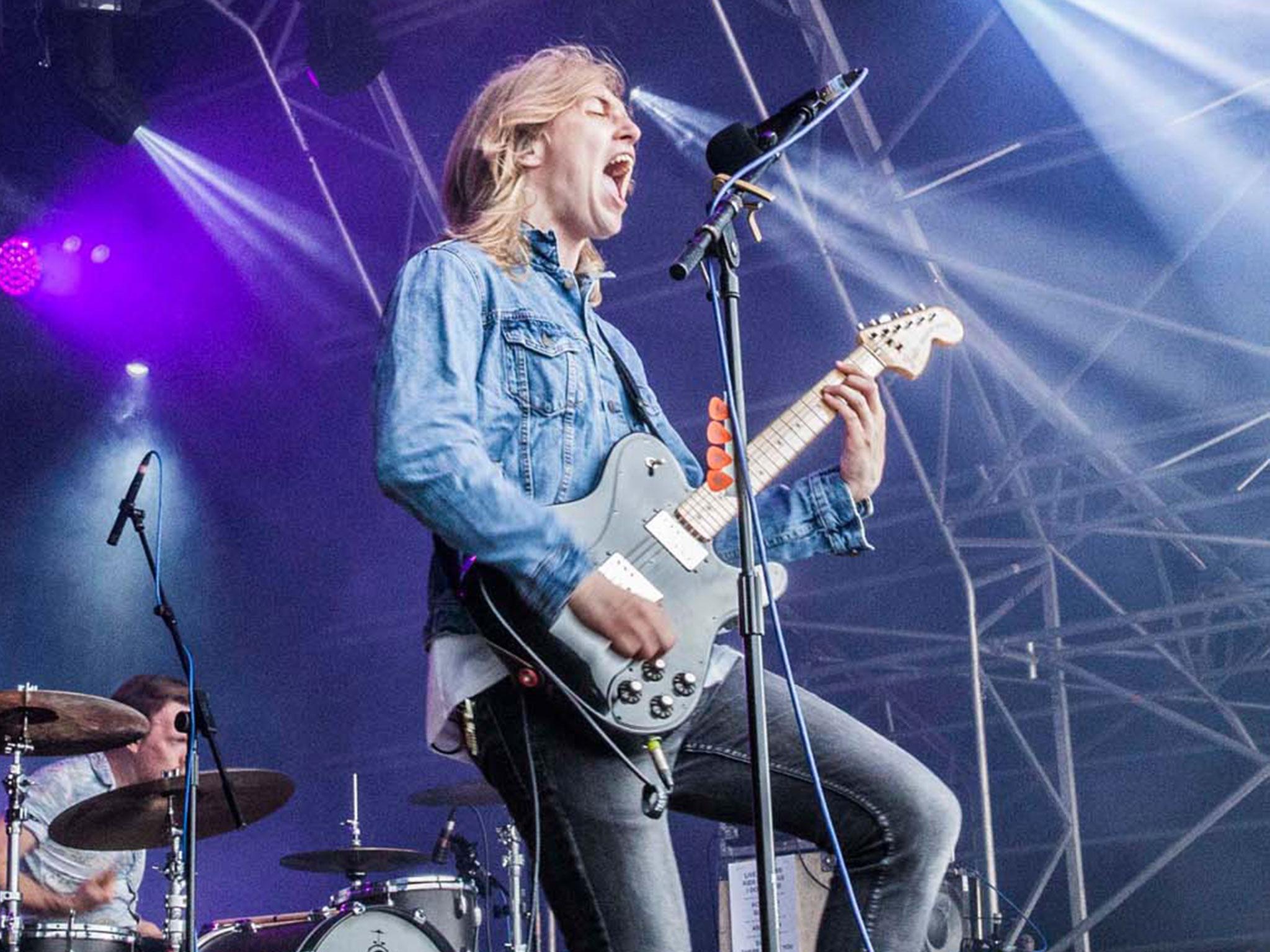 Murray Macleod of The Xcerts playing the main stage at 2000trees 2015