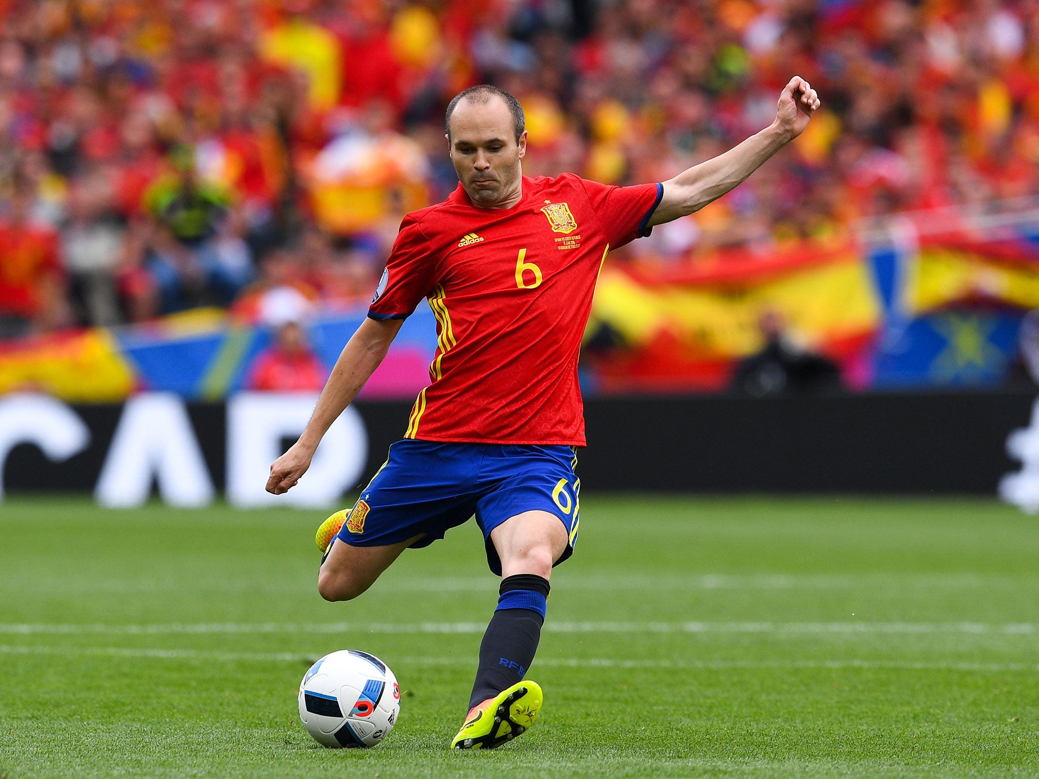 Andres Iniesta during Spain's opening game