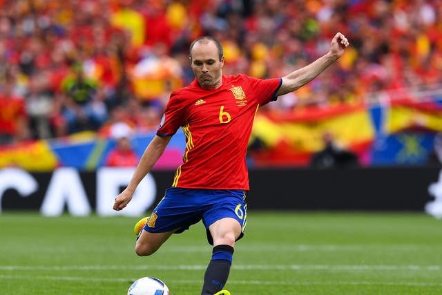 Andres Iniesta during Spain's opening game
