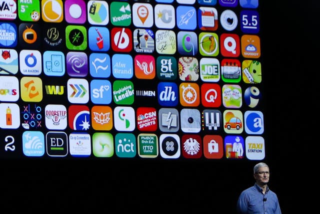 Apple CEO Tim Cook delivers the keynote address at Apple's annual WWDC