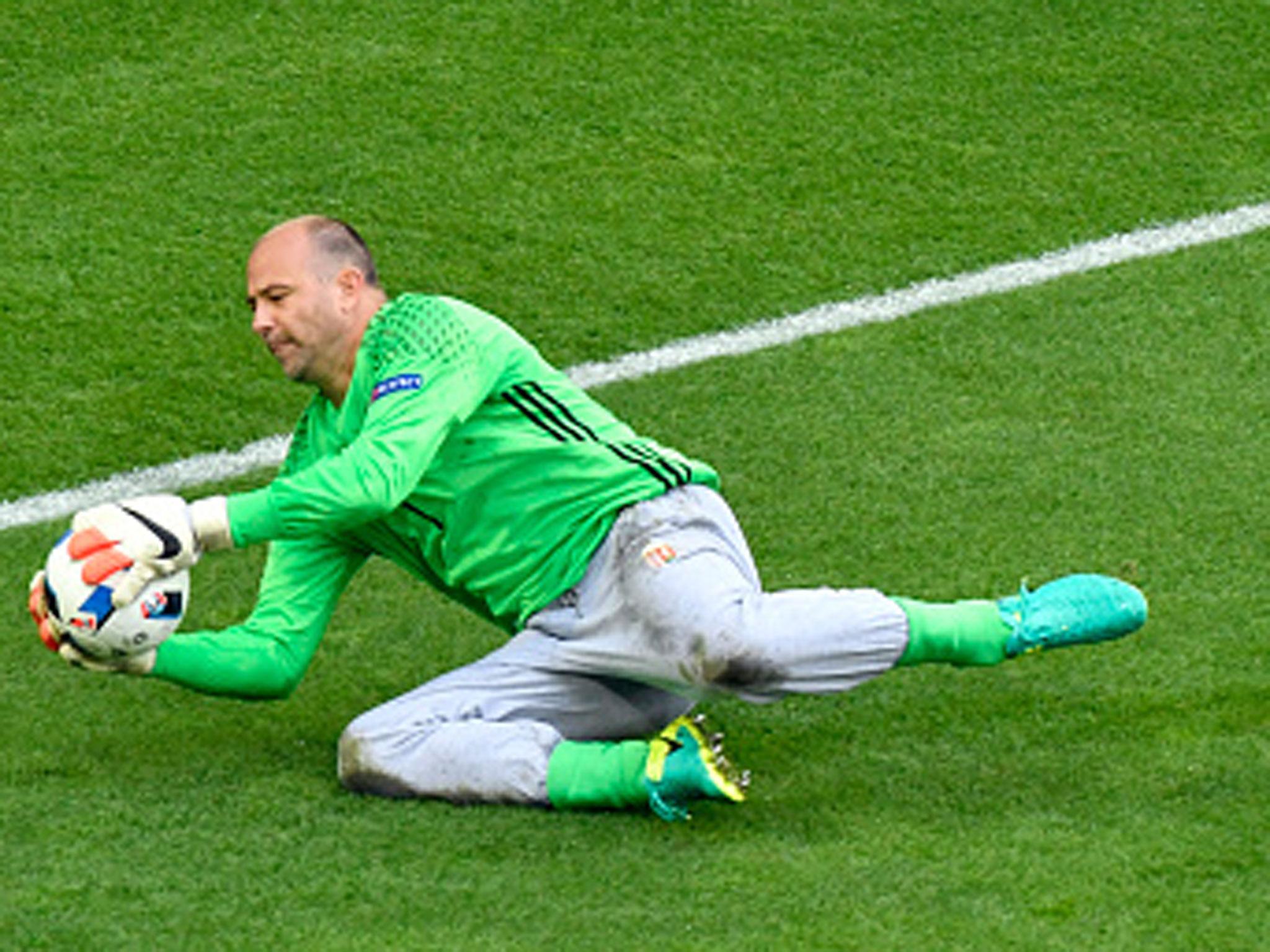 Record-breaker Gabor Kiraly kept a clean sheet at the age of 40 for Hungary (Getty)