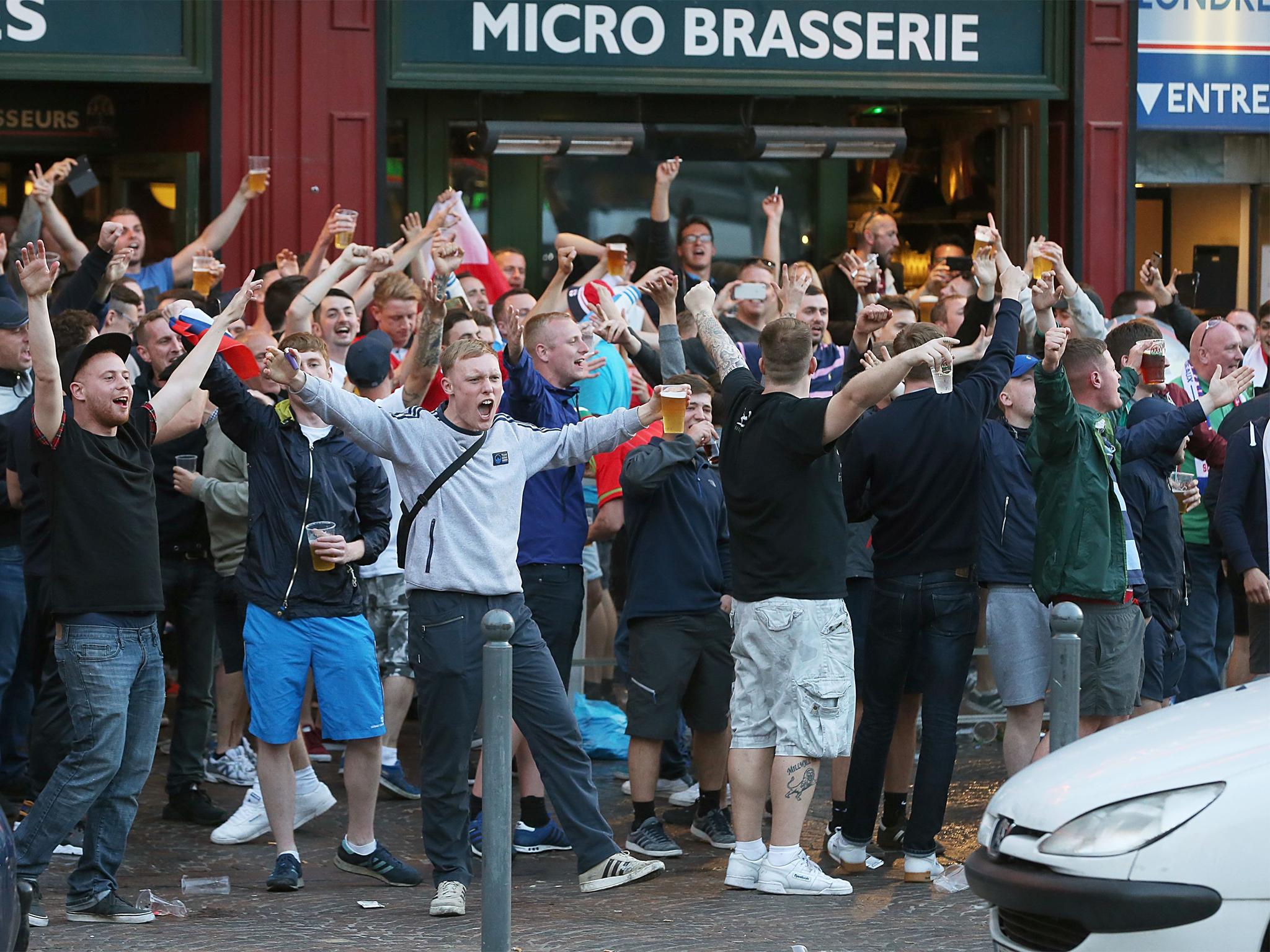English fans singing in Lille city centre yesterday