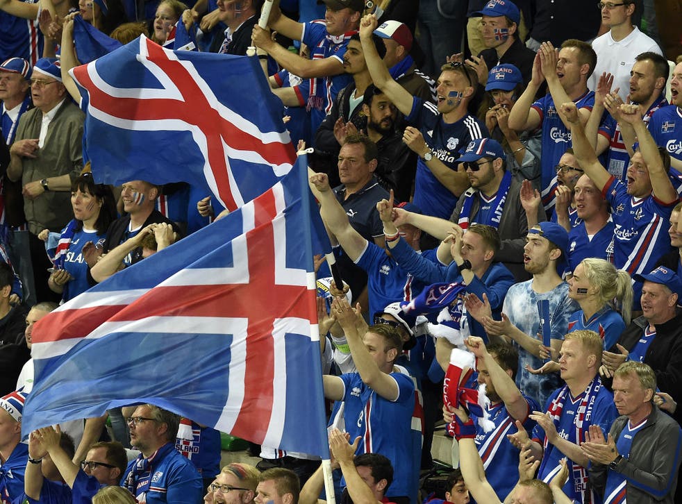 Iceland fans watch their 1-1 draw with Portugal