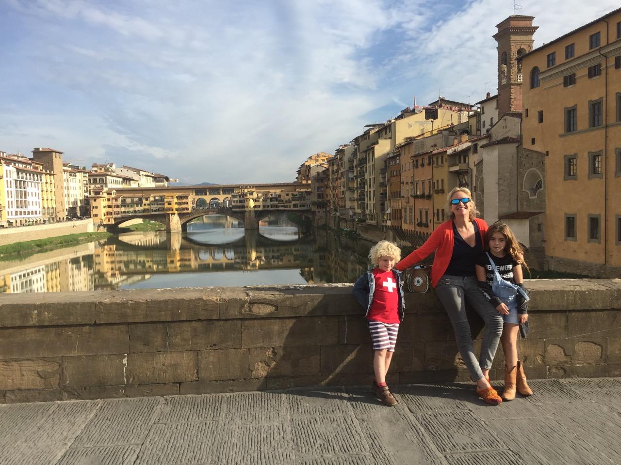 Imogen and her family on the Ponte Vecchio