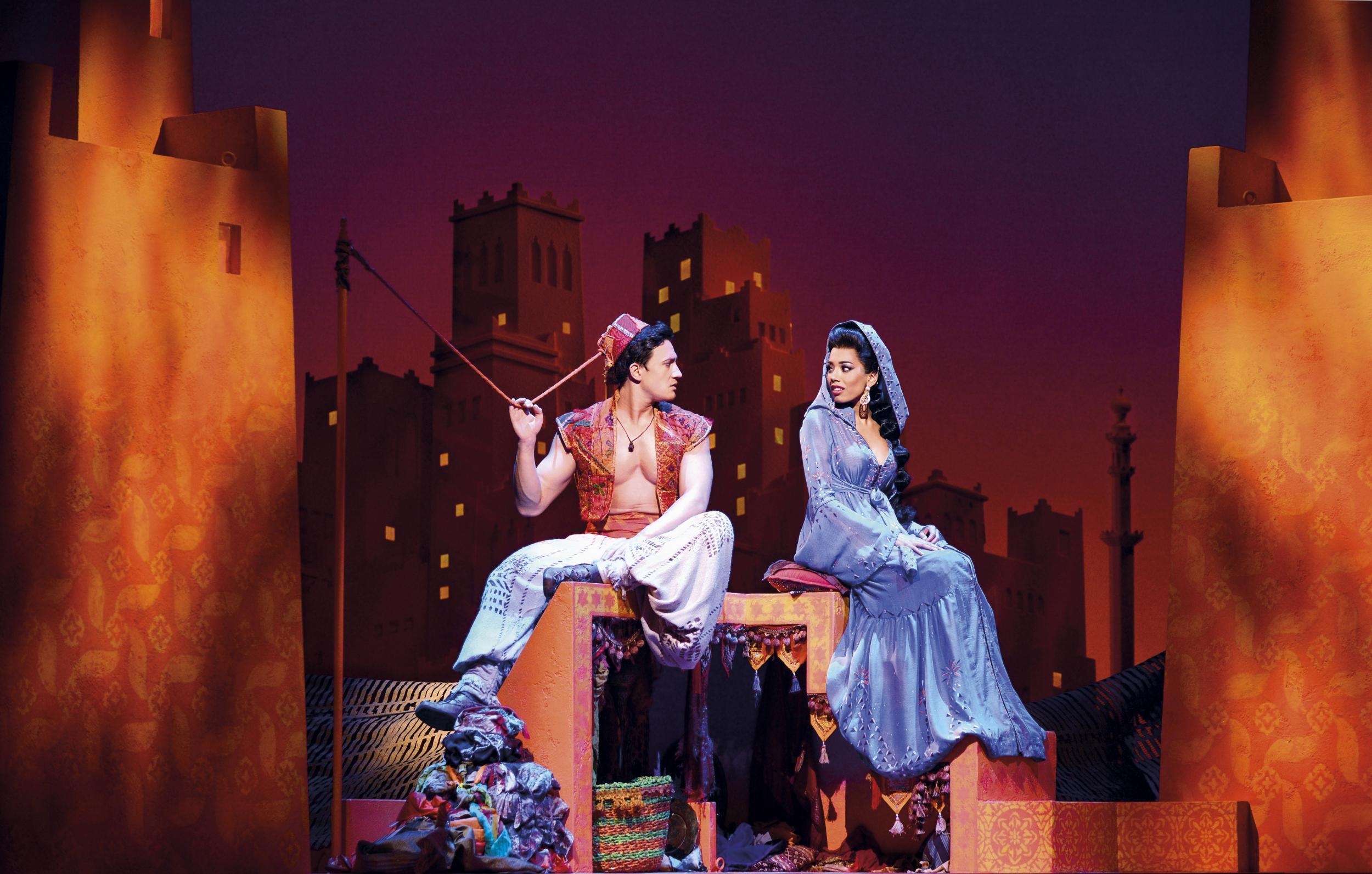 Dean John-Wilson (Aladdin) and Jade Ewen (Jasmine) star in the Disney hit in London